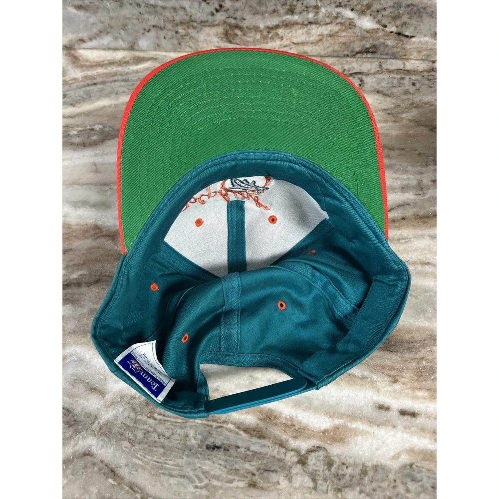 Team NFL AJD Miami Dolphins Vintage 90's Snapback Hat - Has A Stain (See Photos) - Picture 9 of 10